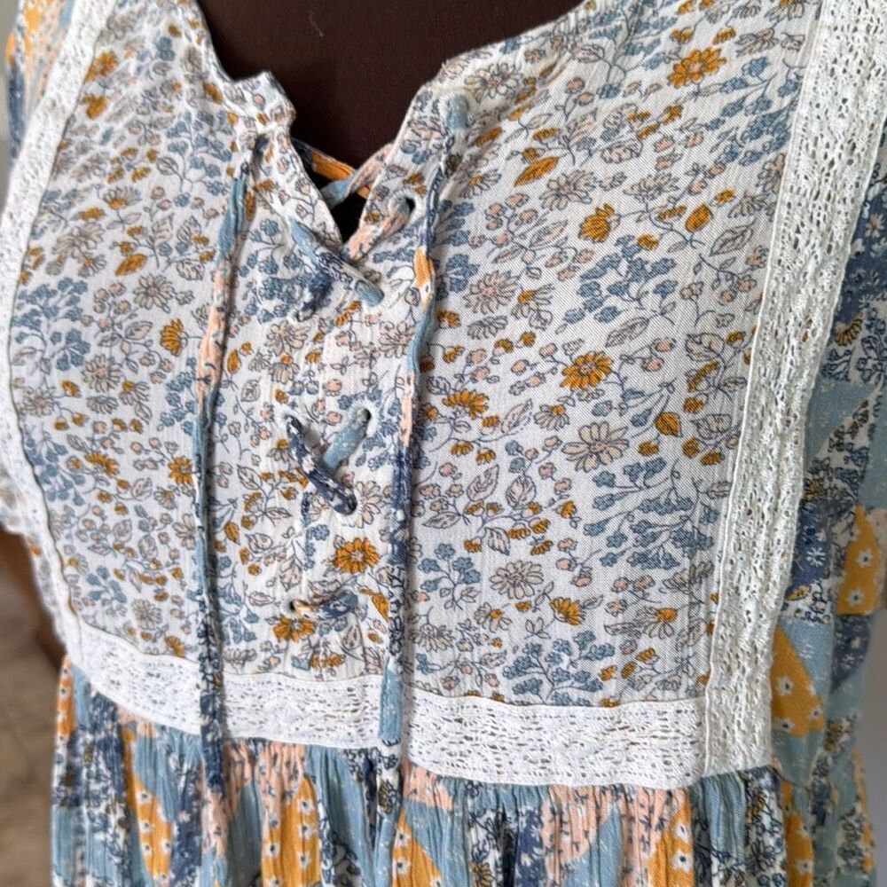 American Eagle Patchwork Shirt Blouse Women’s Siz… - image 2